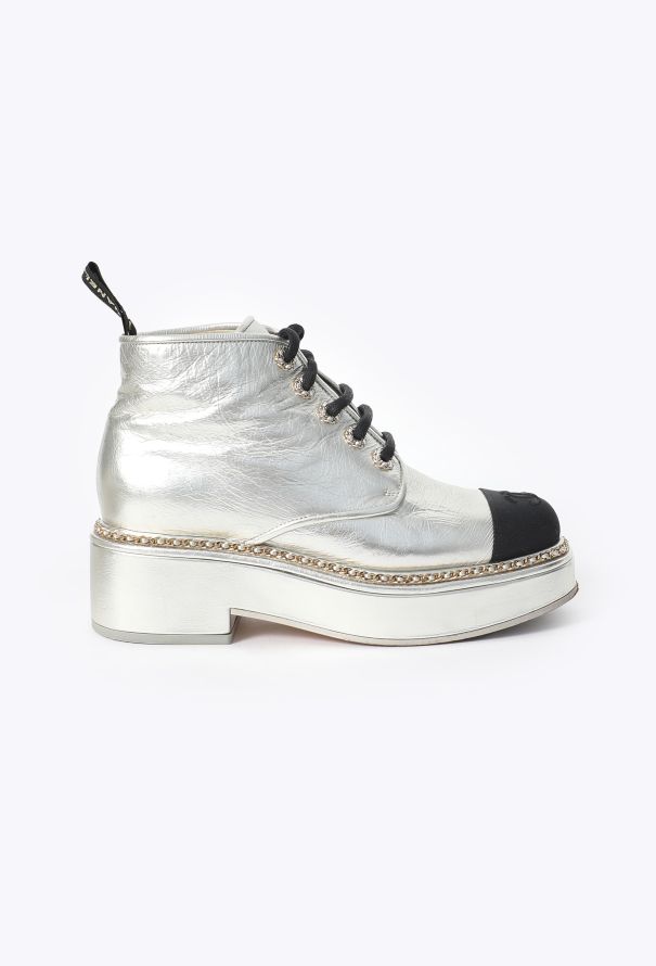 Chanel Metallic 'CC' Combat Boots - 1