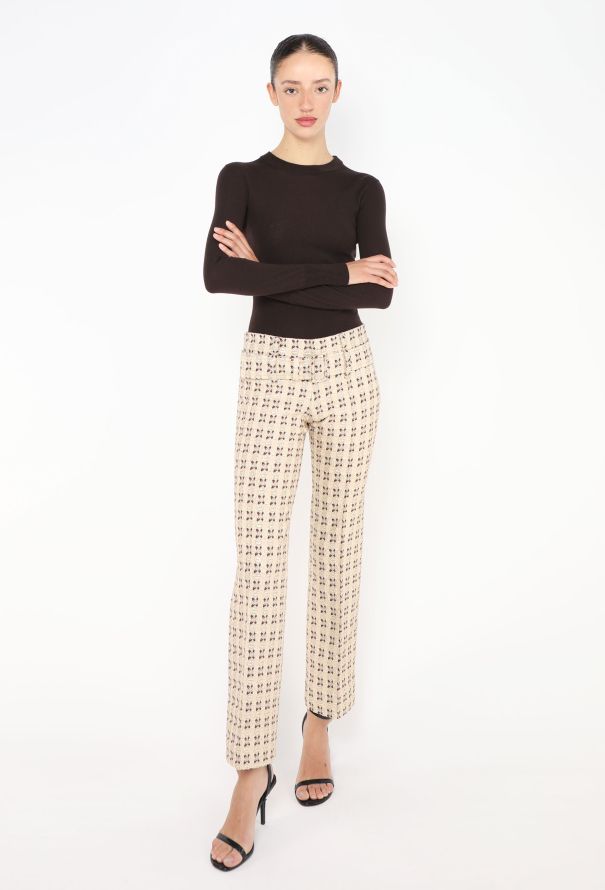Prada S/S 2002 Belted Brocade Trousers - 1