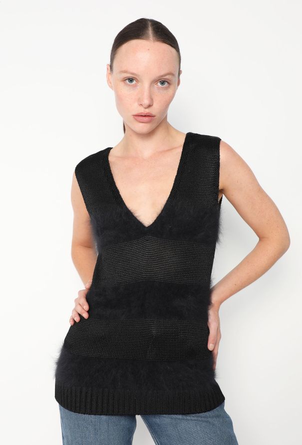 Balenciaga Tiered Angora Knit Top - 1