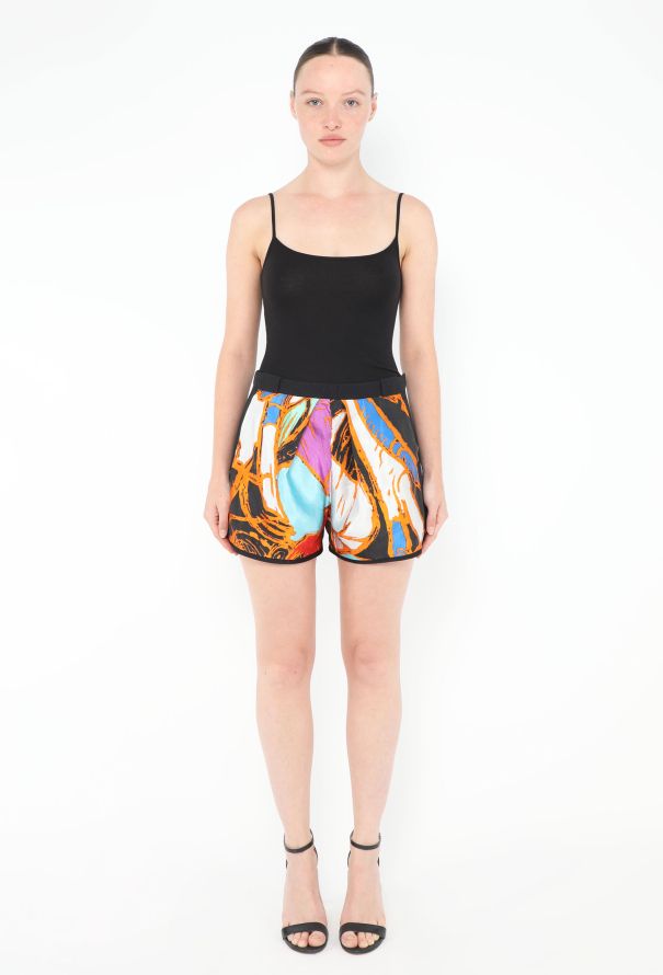 Balenciaga 2011 Abstract Silk Twill Shorts - 1