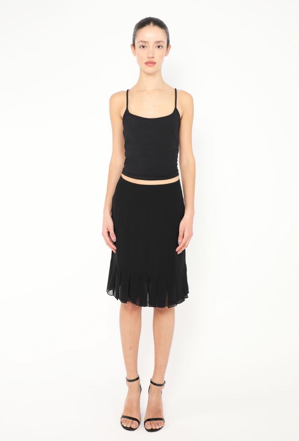 Chanel F/W 2003 Fluted Chiffon Pleated Skirt - 1