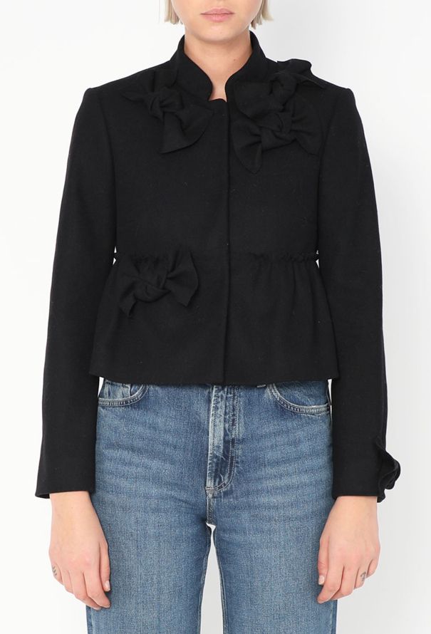 Valentino Bow Appliqué  Wool Jacket - 1