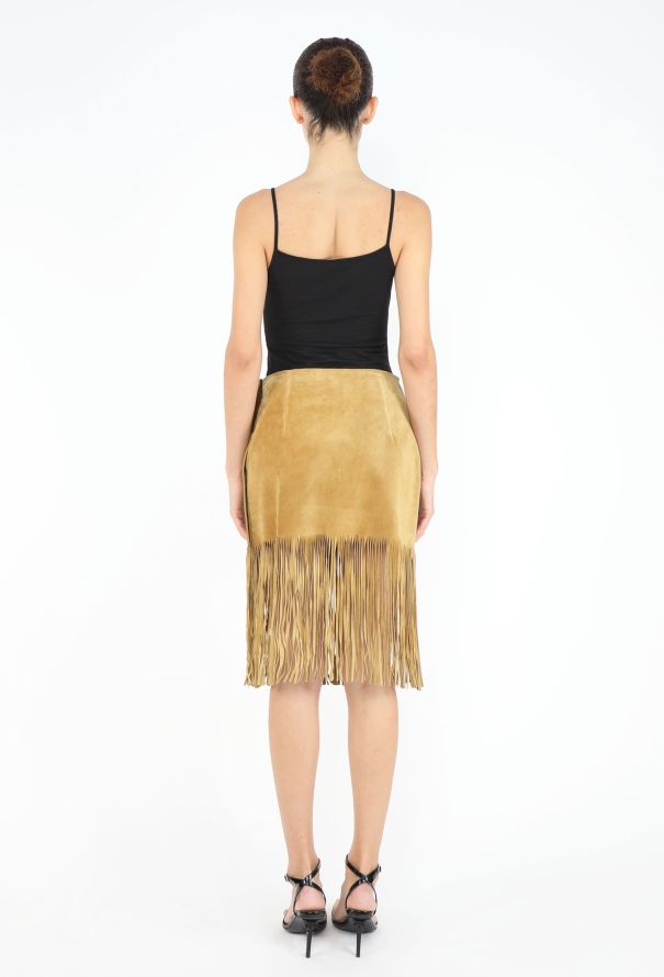 Romeo Gigli '90s Fringed Suede Skirt - 5