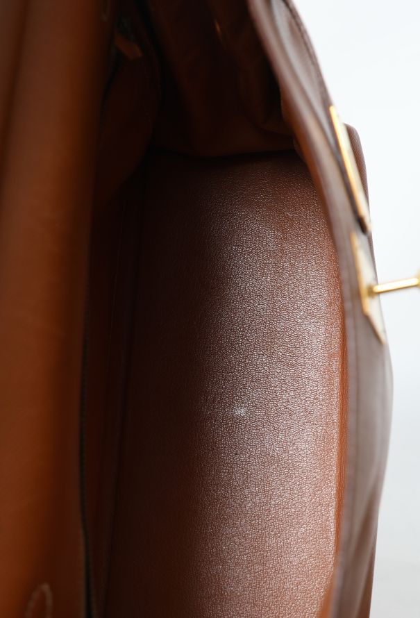 Hermès '80s Gold Courchevel Kelly Retournè 35 - 15