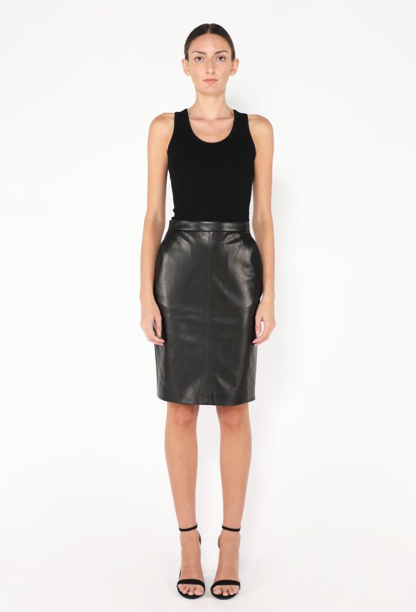 Saint Laurent 2024 Lambskin Pencil Skirt - 2