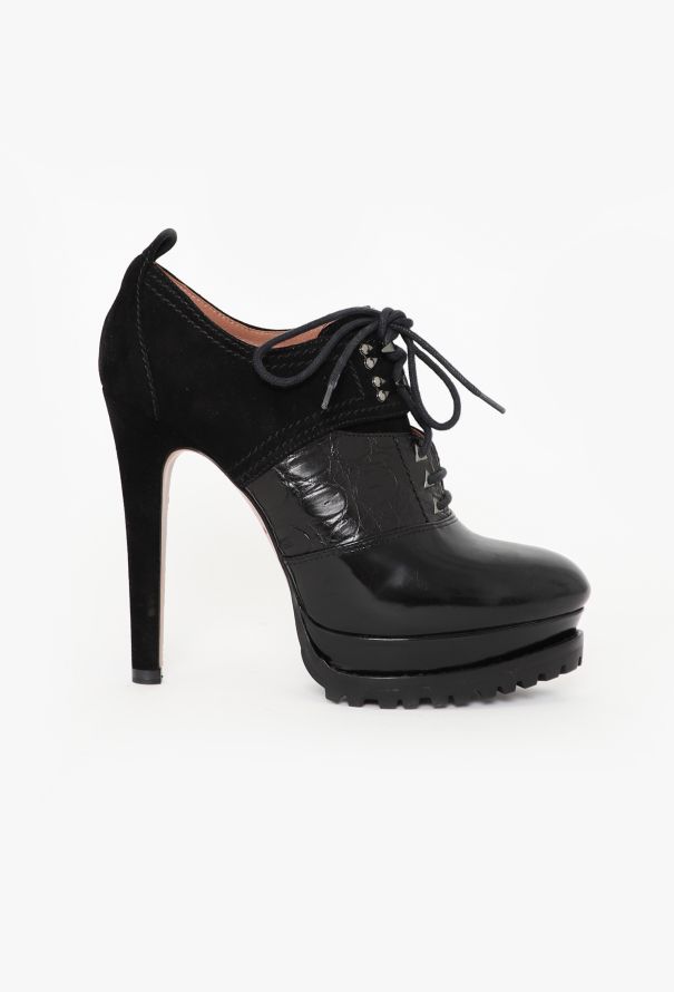 Alaïa Textured Leather Platform Boots - 1