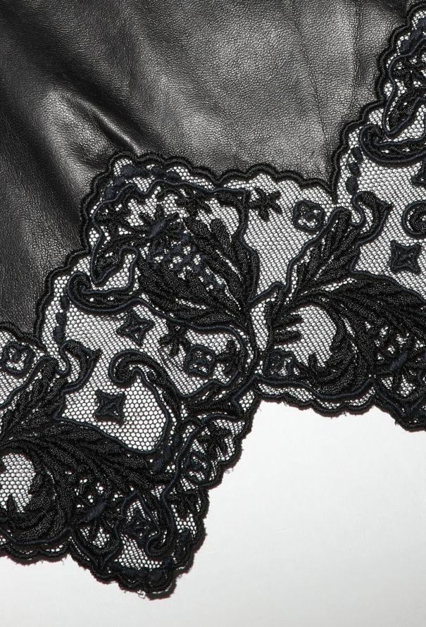 Louis Vuitton Embroidered Lambskin Lace Skirt - 7