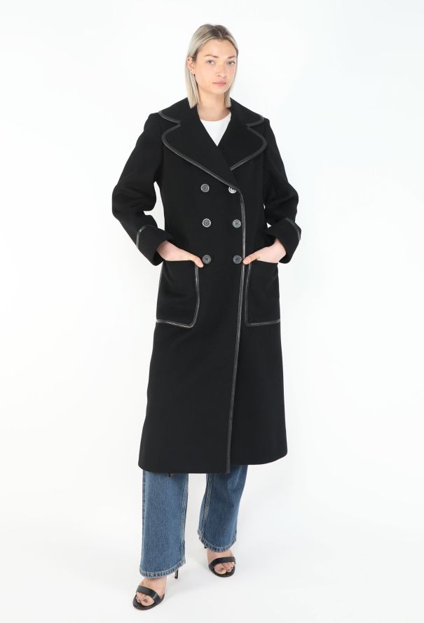 Hermès '70s Tailored Leather Trim Coat - 4