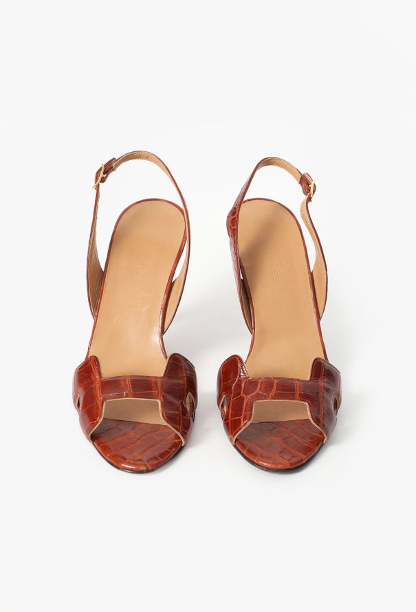 Hermès Vintage Alligator Slingback Sandals - 2