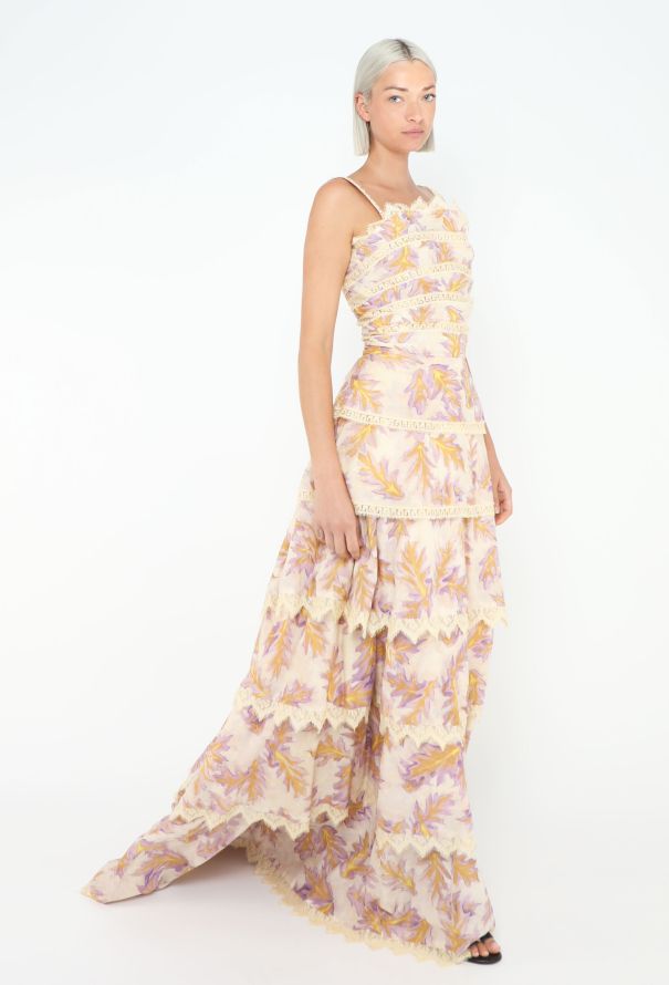 Chloé RARE '90s Tiered Lace Trim Gown - 1