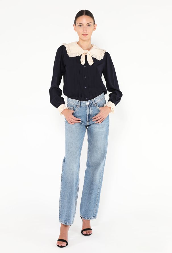 Saint Laurent '80s Ruffled Lavallière Blouse - 4