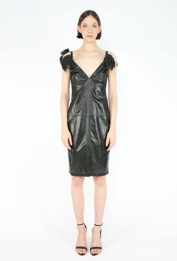 Bottega Veneta F/W 2022 Leather Pom Pom Dress - 1