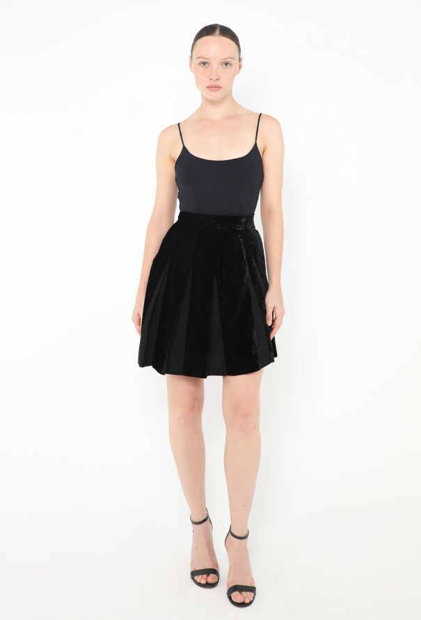 Thierry Mugler '80s Velvet Pleated Skirt - 1
