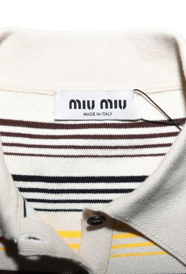 Miu Miu 2024 Striped Knit Emblem Polo - 5