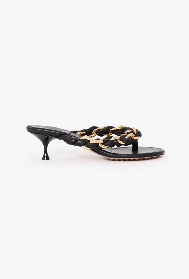 Bottega Veneta 2021 Braided Chainlink Kitten Sandals - 1