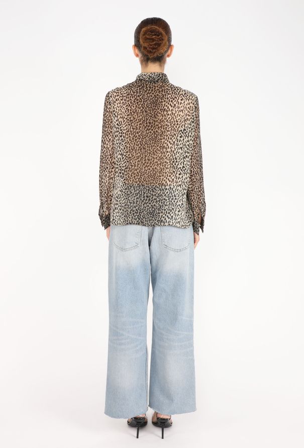 Saint Laurent Leopard Silk Lavallière Blouse - 5