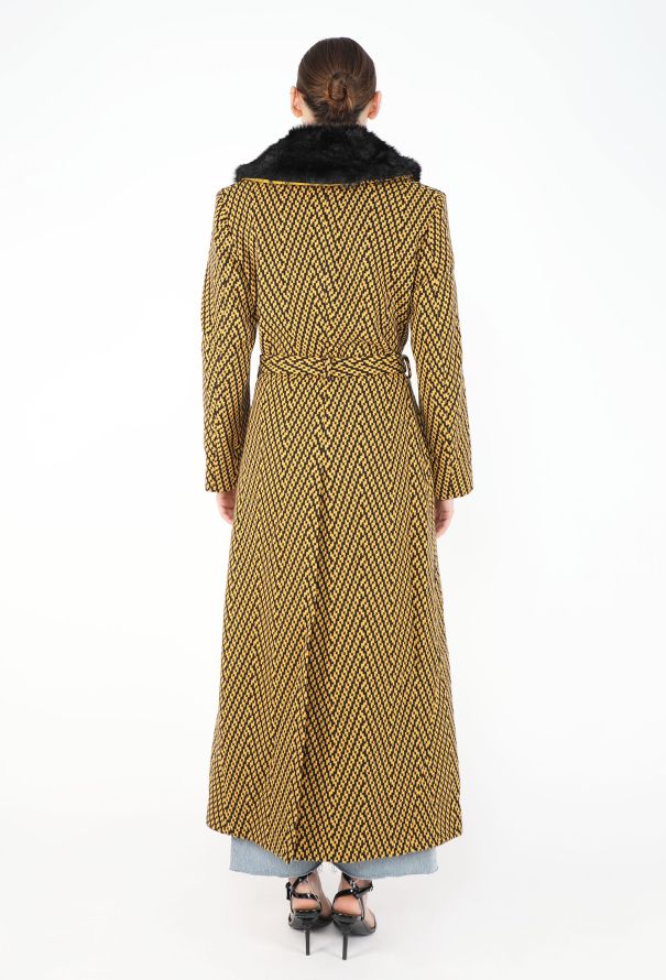 Versace '90s Chevron Belted Coat - 5