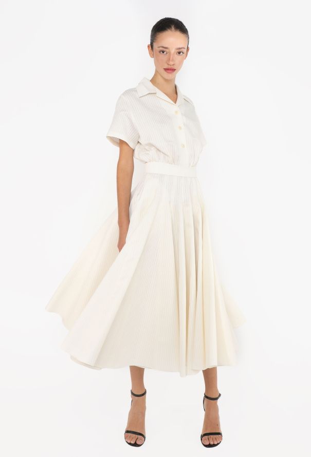 Dior 2021 Pinstripe Flared Silk Dress - 1