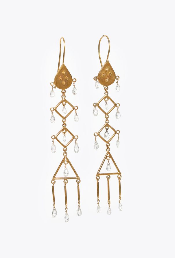 Modern Fine Jewelry Ornate 18K Gold Chandelier Briolette Diamond Earrings - 4