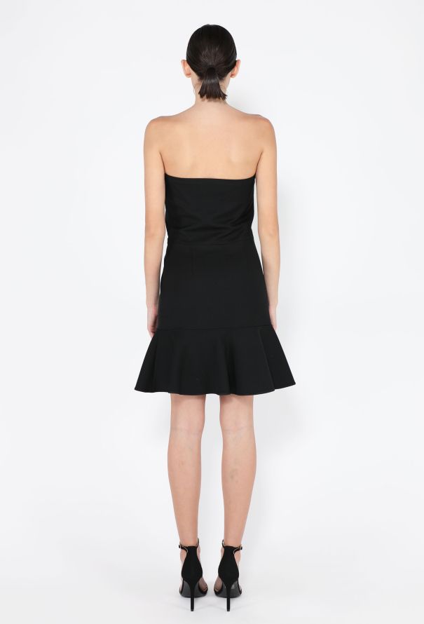 Balenciaga 2002 Strapless Fluted Wool Dress - 4