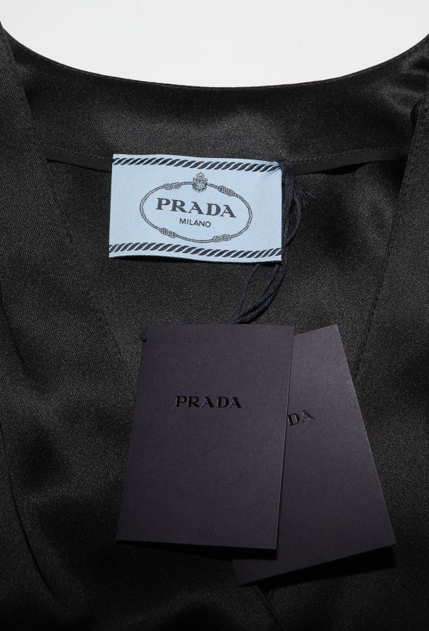 Prada 2019 Charmeuse Feather Trim Dress - 5