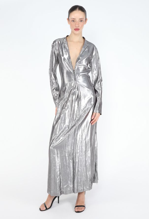 Issey Miyake 1996 Metallic Lamé Maxi Gown - 4