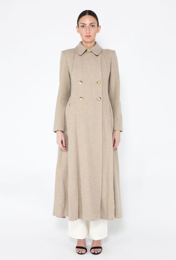 Hermès '70s Fluted Wool Overcoat - 2