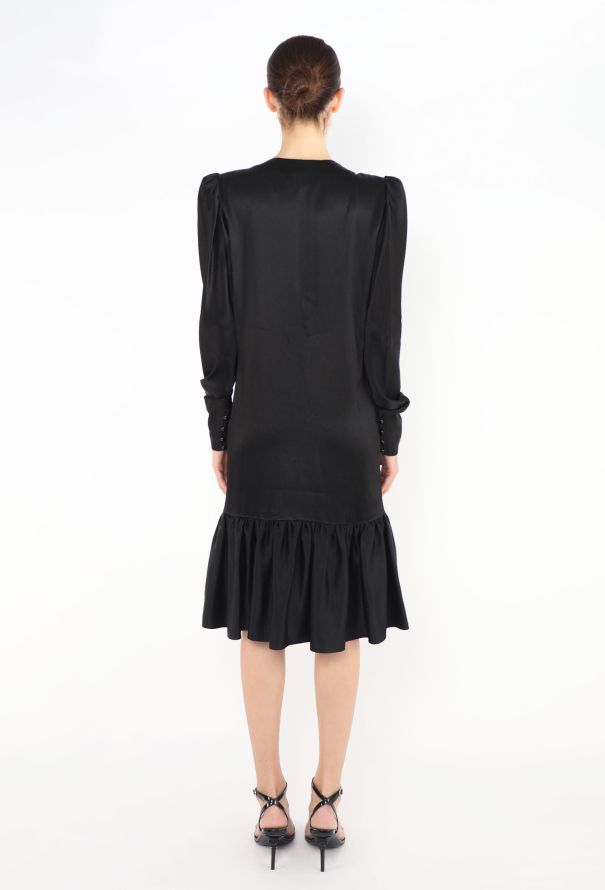 Saint Laurent Rare 1982 Satin Ruffled Dress - 4