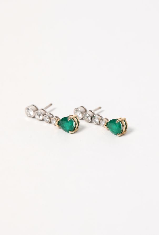 Modern Fine Jewelry 18k White Gold, Diamond & Emerald Drop Earrings - 4 Modern Fine Jewelry 18k White Gold, Diamond & Emerald Drop Earrings - 4