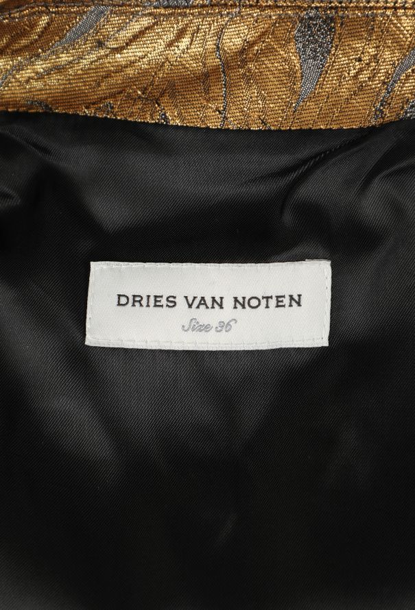 Dries Van Noten Ravik Metallic Jacquard Belted Coat - 7