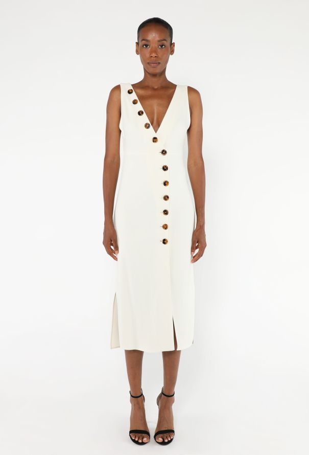 Khaite Crêpe Plunge V-Neck Dress - 1