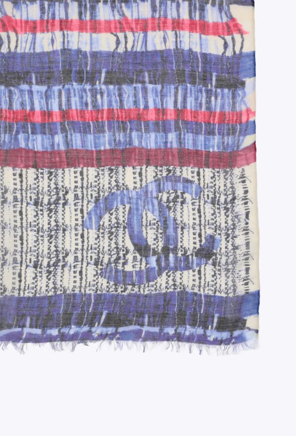Chanel Silk & Cashmere Striped 'CC' Shawl - 5