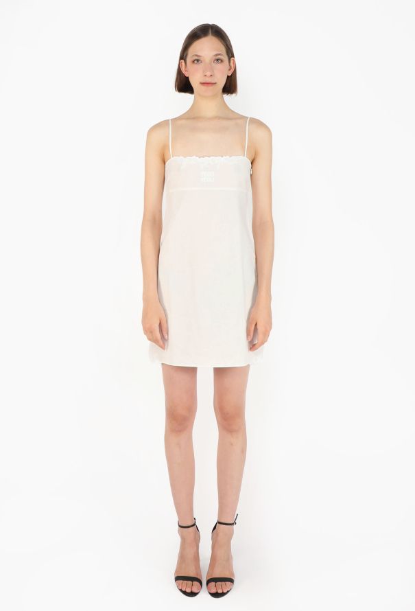 Miu Miu 2025 Embroidered Cotton Slip Dress - 3