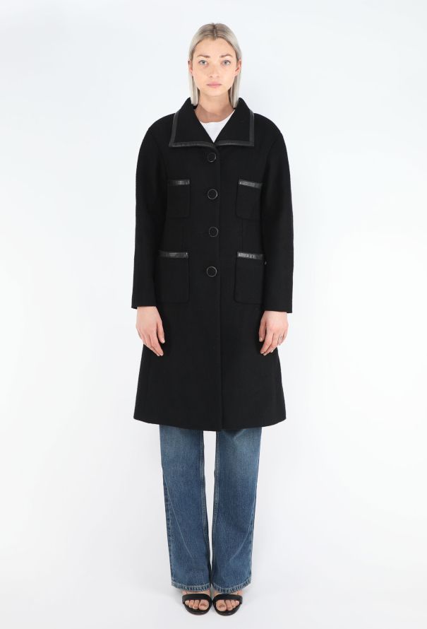 Chanel 2014 Cashmere Leather Trim Coat - 1