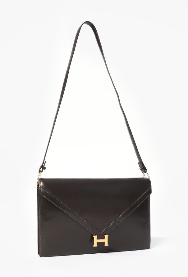 Hermès '70s Brown Box Lydie Clutch Bag - 4