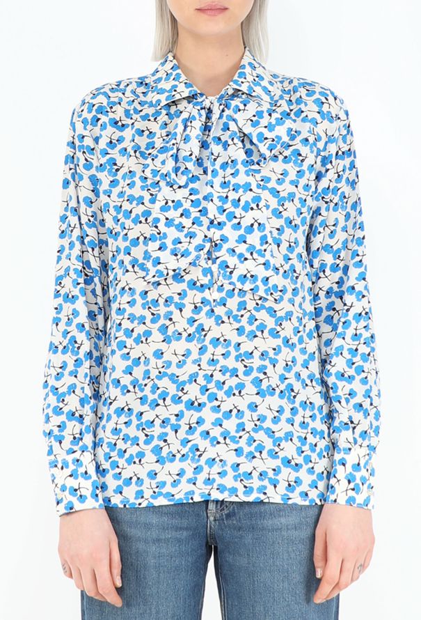 Saint Laurent Early '80s Poppy Lavallière Blouse - 1