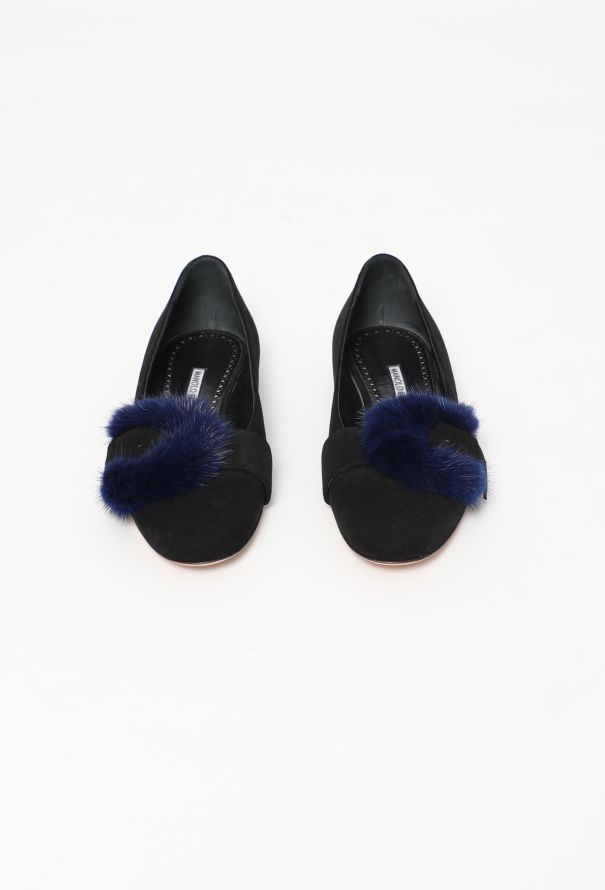 Manolo Blahnik 2023 Mink Fur Buckle Flats - 2