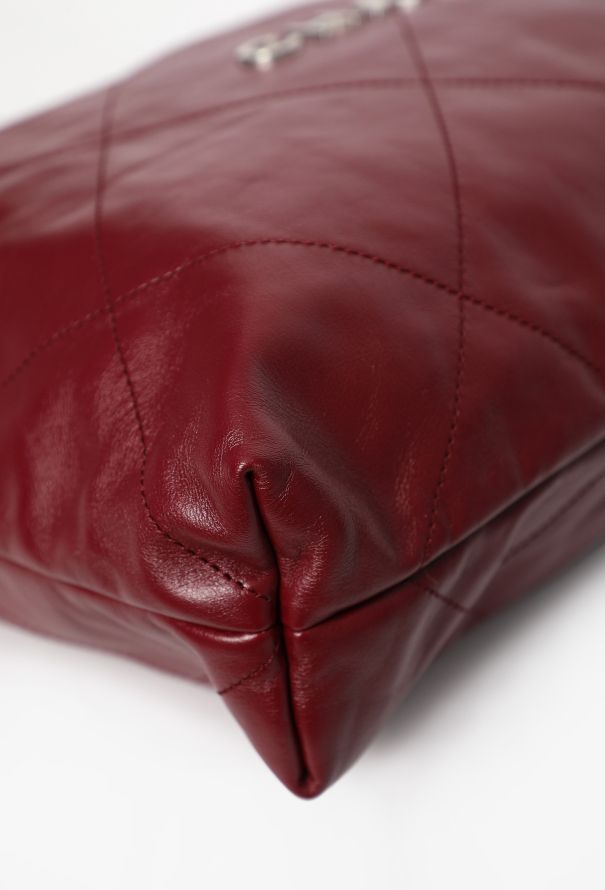 Chanel Burgundy 22 Large Quilted Hobo Bag - 7