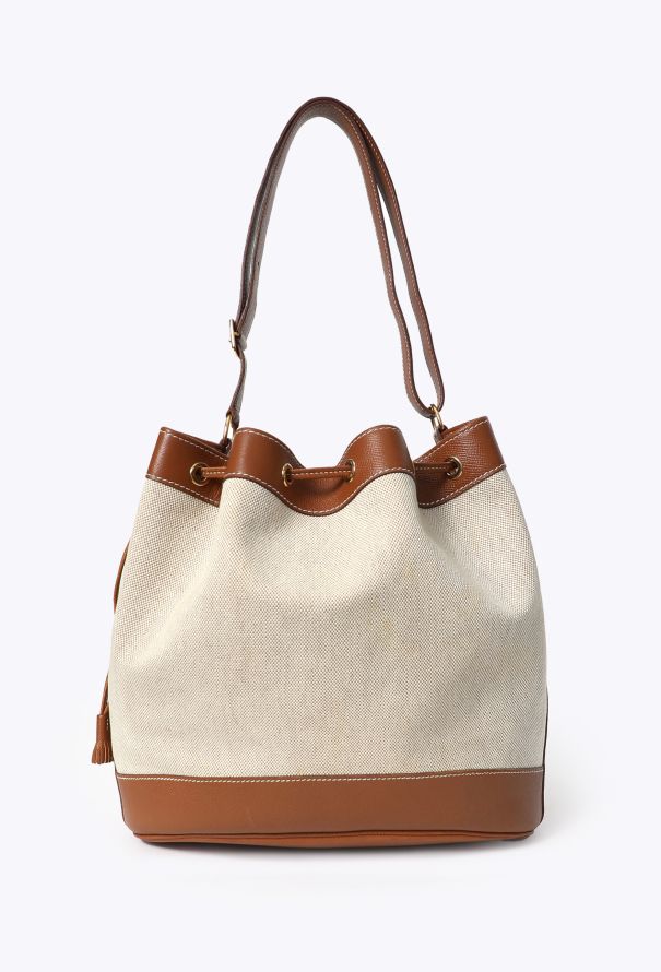 Hermès '90s Toile H & Gold Courchevel Market Bag - 1