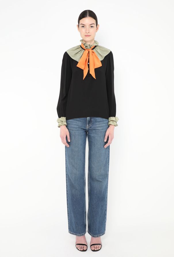 Saint Laurent '80s Ruffled Lavallière Blouse - 4