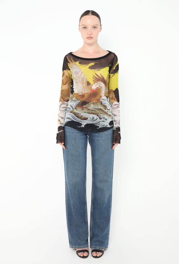 Jean Paul Gaultier 1999 Soleil Mesh Eagle Print Top - 2