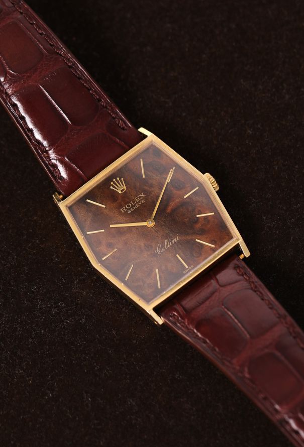 Rolex RARE Vintage 18K Yellow Gold & Mahogany Cellini Watch - 9