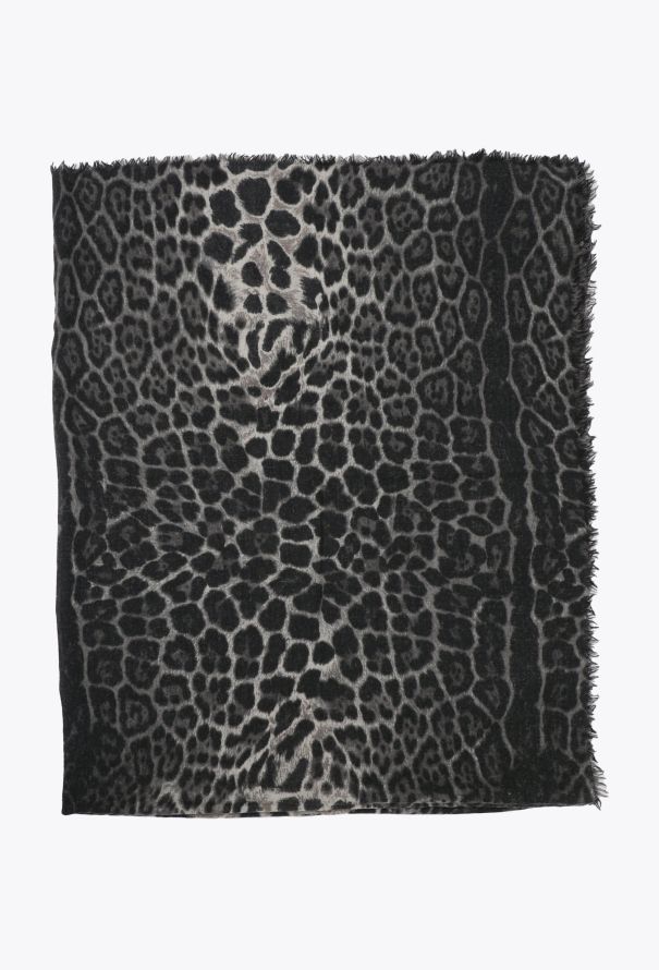 Saint Laurent Frayed Leopard Print Scarf - 3