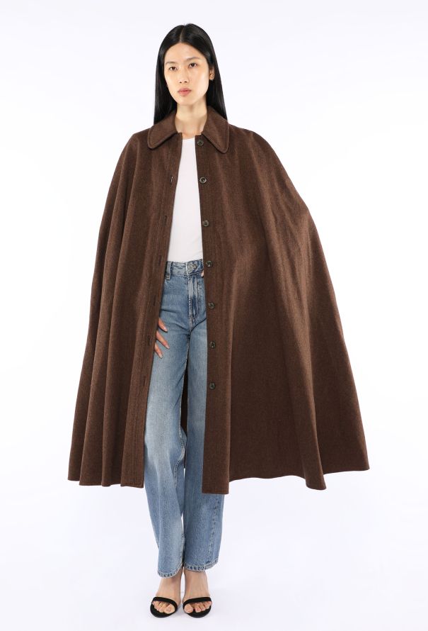 Saint Laurent Woven Wool Twill Cape, 1970s - 2