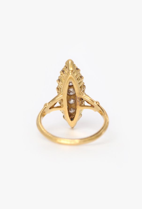 Vintage Fine Jewelry 18k Yellow Gold & Diamond Marquise Ring - 5 Vintage Fine Jewelry 18k Yellow Gold & Diamond Marquise Ring - 5
