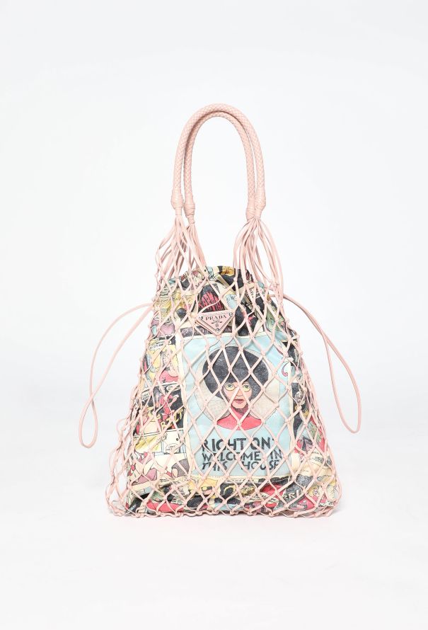 Prada Woven Leather & Comic Tote Bag - 1