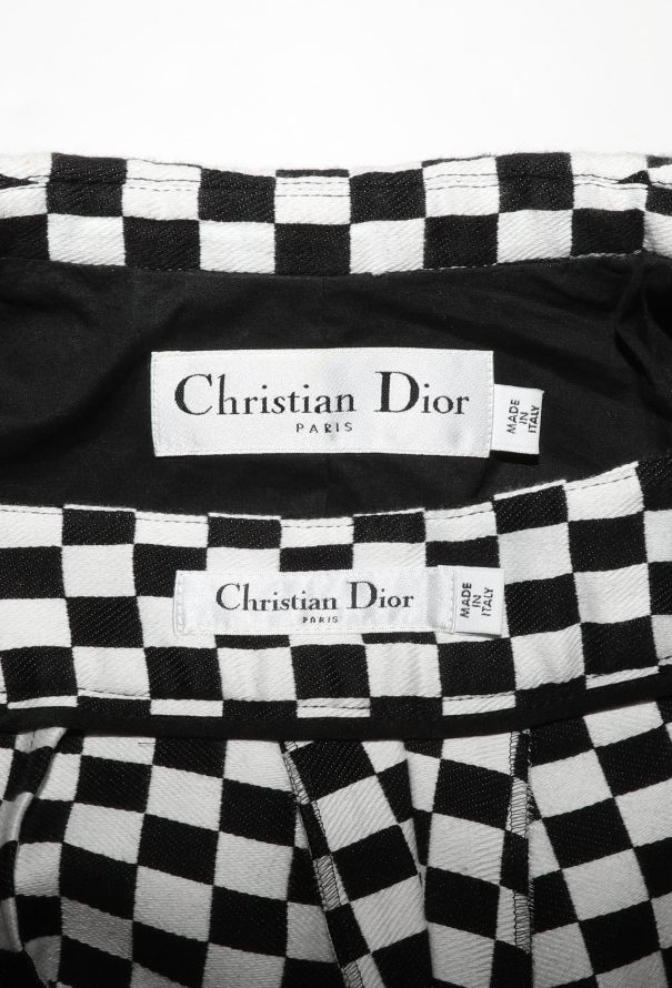 Dior S/S 2018 Checkered Bar Jacket Ensemble - 9