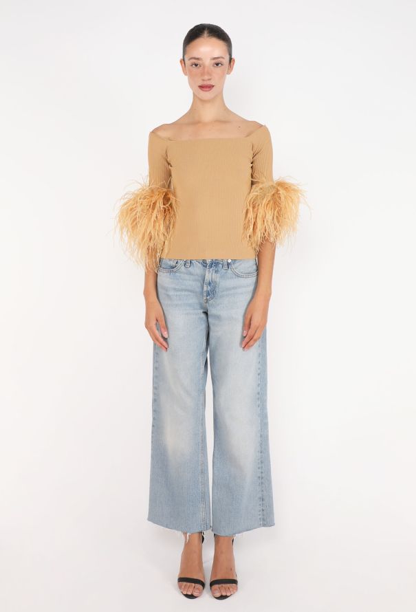 Saint Laurent Ostrich Feather Ribbed Top, S/S 2021 - 3