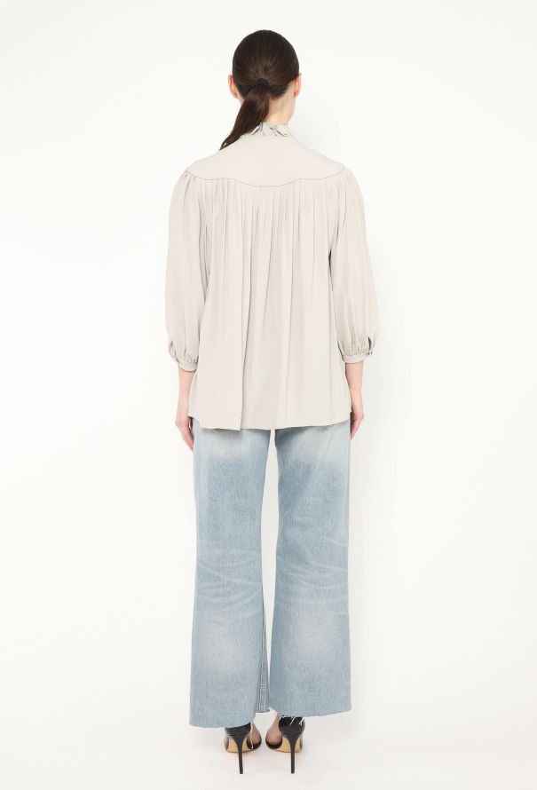 Céline 2021 Pleated Ruffled Silk Blouse - 3