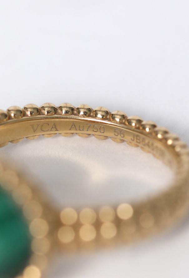 Van Cleef & Arpels 18K Yellow Gold Perlée Malachite Ring - 4